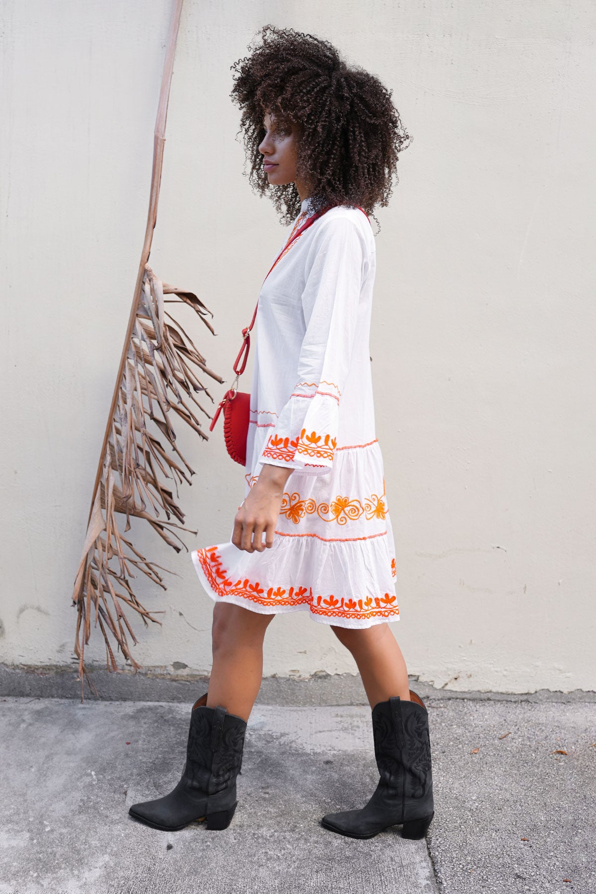 Kady Mini Dress White/Orange