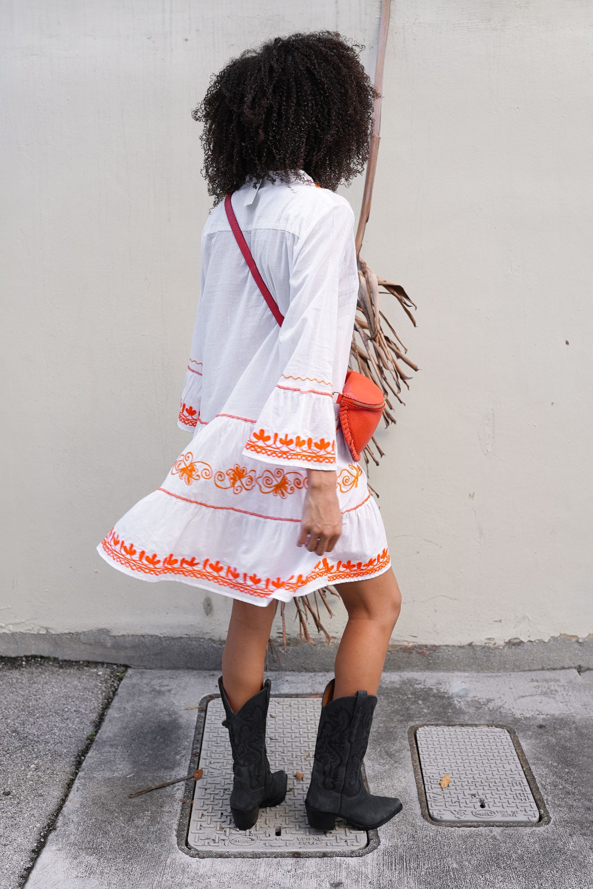 Kady Mini Dress White/Orange