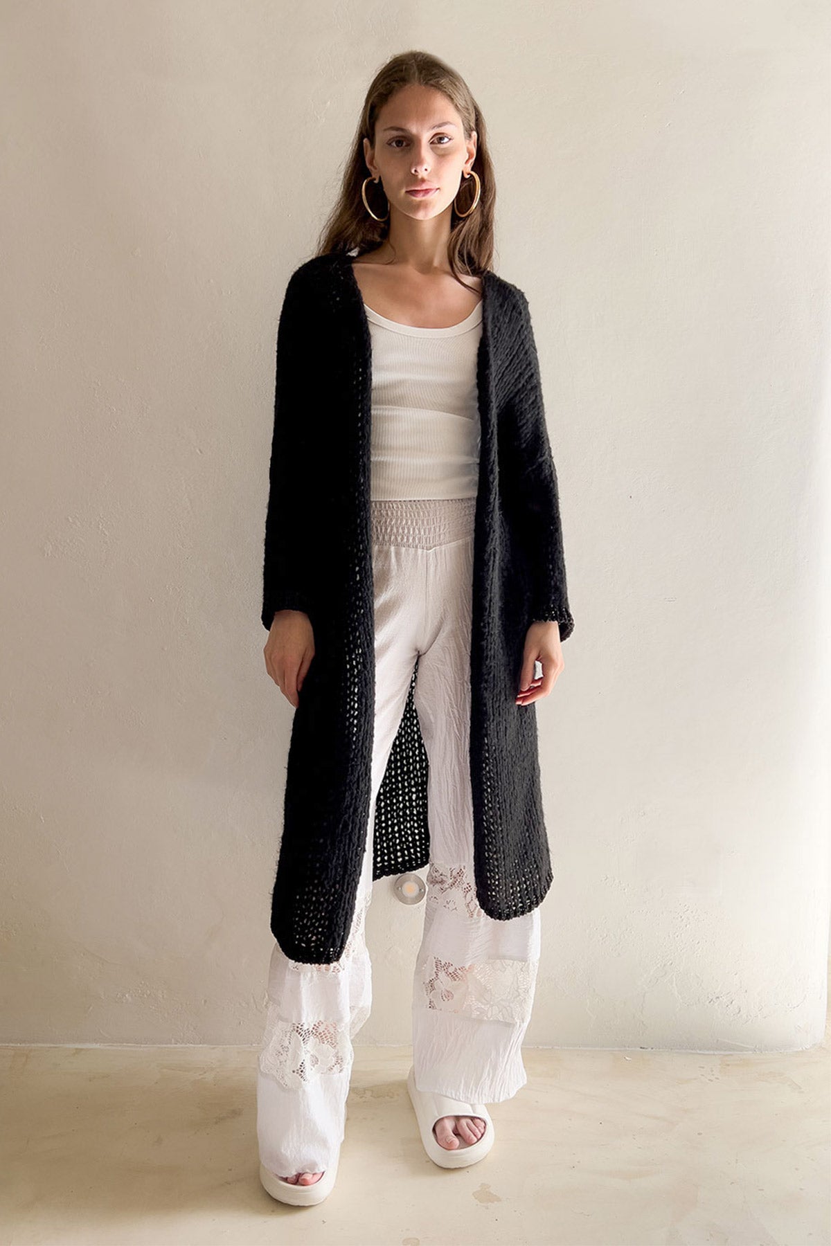 Rose Duster Cardigan (Black)