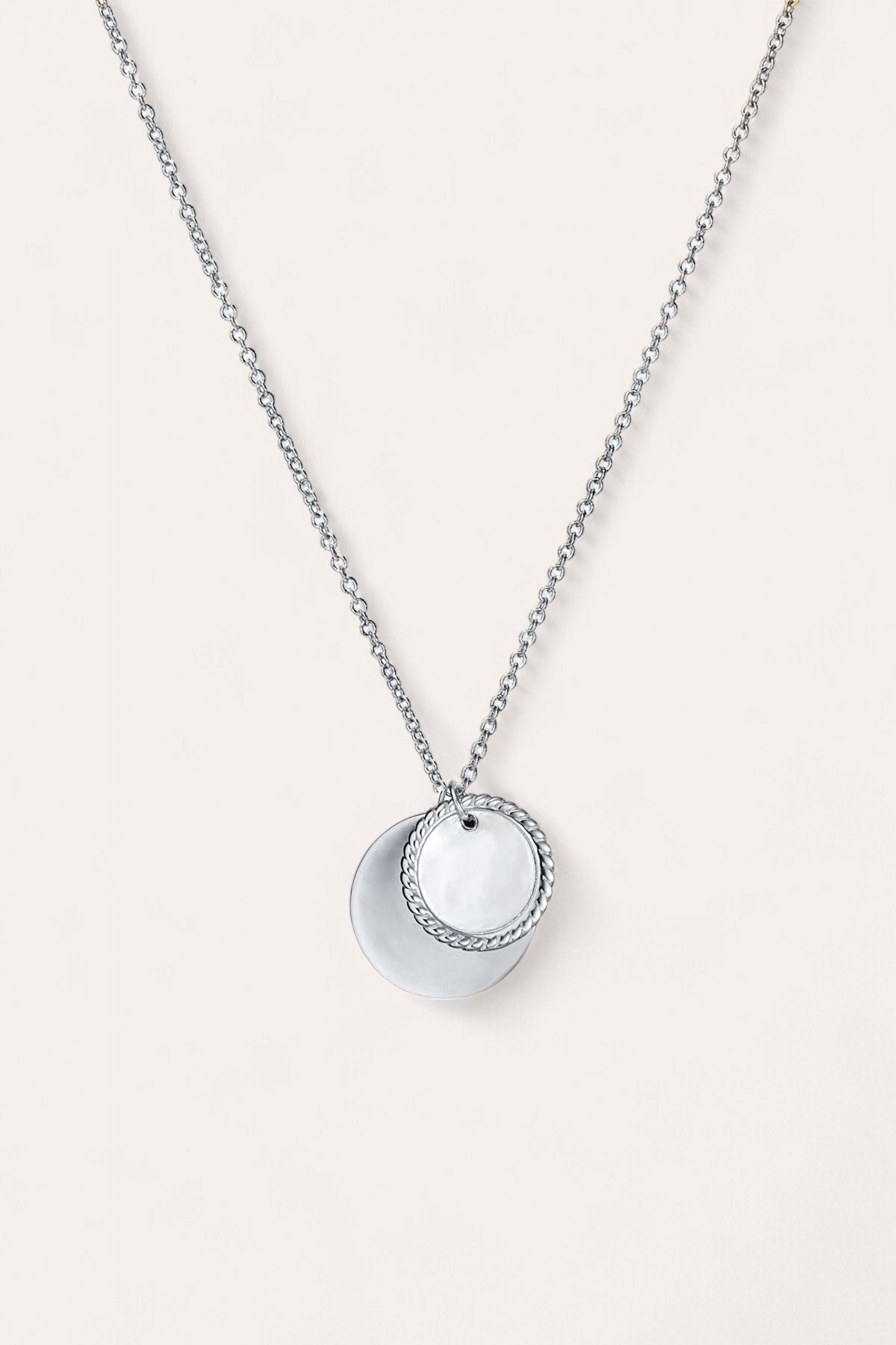 Twin Coin Necklace  (Silver)